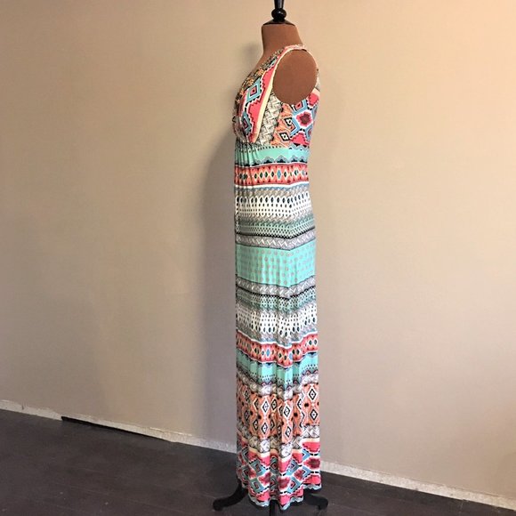 CHICO'S Multi-Print Embellished Maxi Dress - Small - Picture 5 of 16